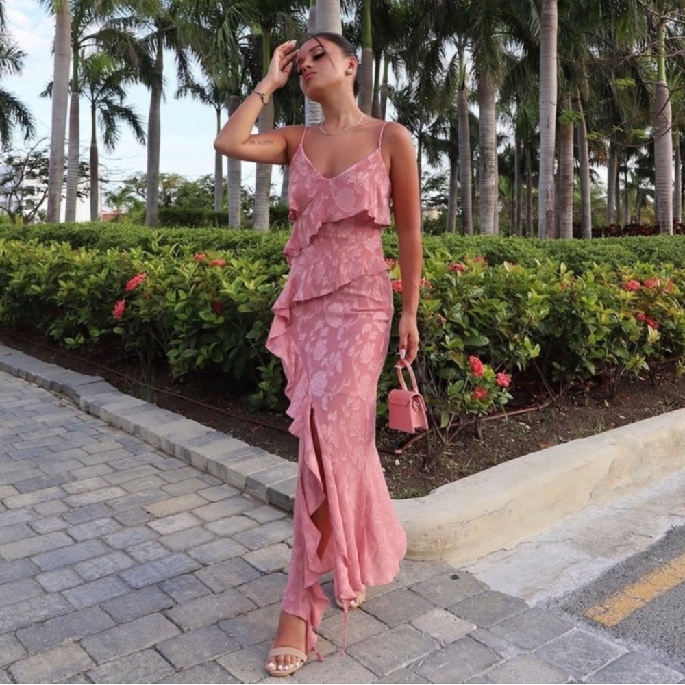 Ruffled jacquard dress